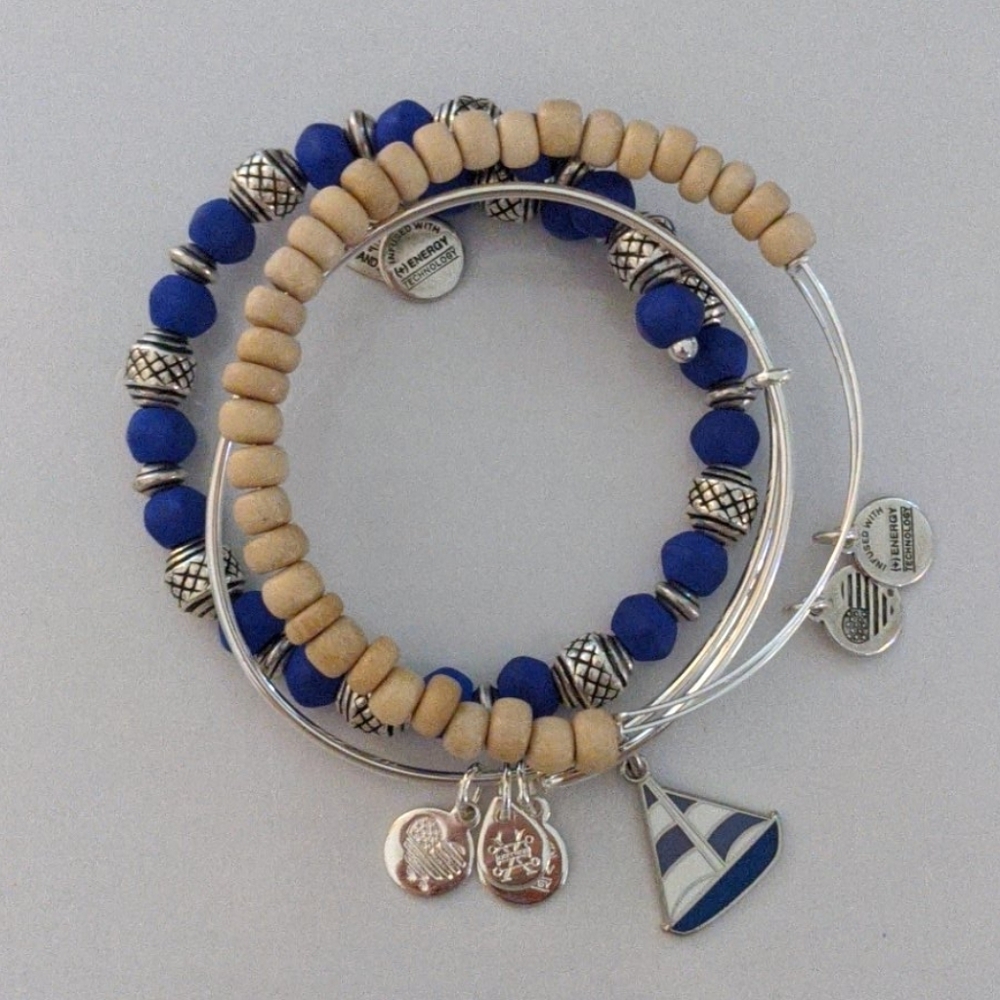 Alex and Ani sailboat bracelet set of 3